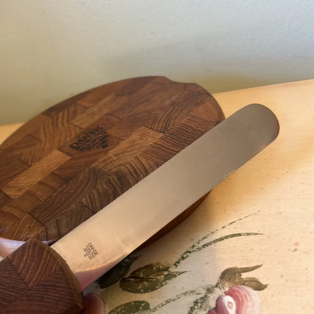 Dansk Vintage Mid Century Modern Wooden Cheese Board & Knife Set